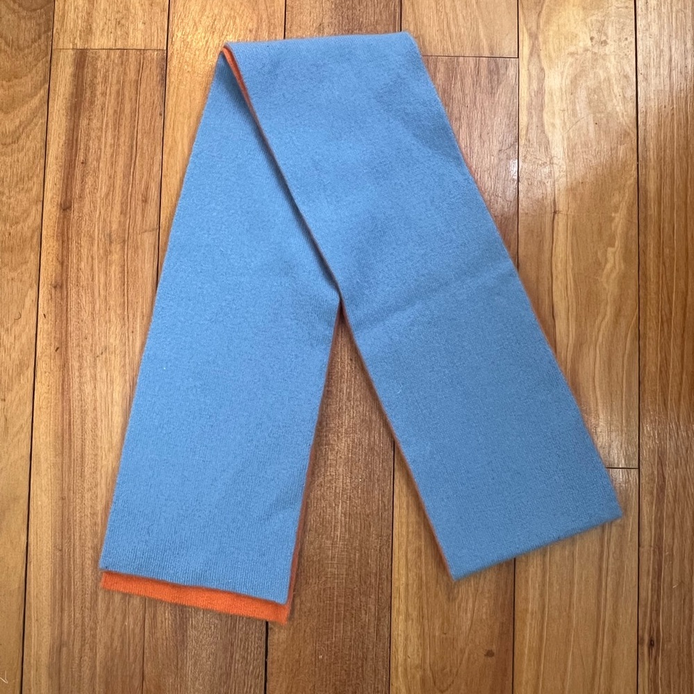 Baby blue and Orange Cashmere Scarf